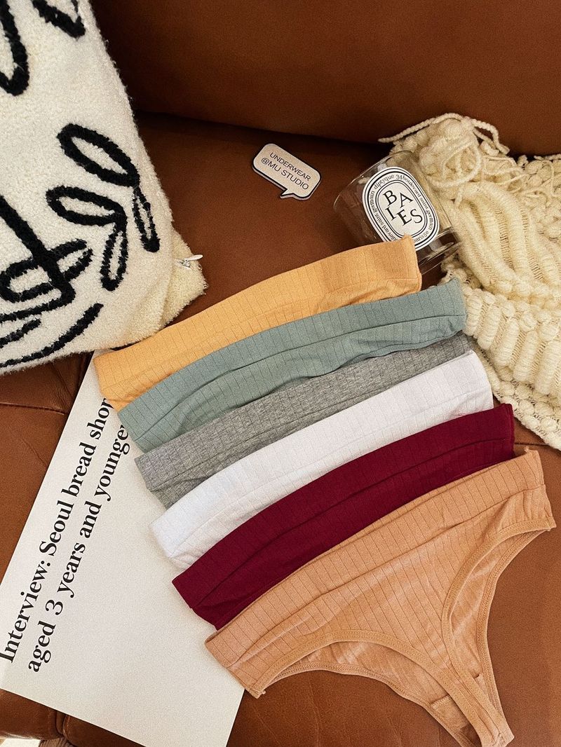 Women's thong pure cotton sexy pure desire breathable solid color fitness sports large size comfortable simple women's T-pants_voghion.com