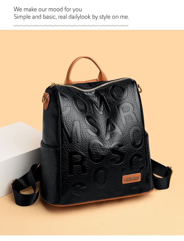 Women's Bags High Grade Letter Printing Large Capacity Backpack Versatile Small Shoulder Shopping Backpack_voghion.com