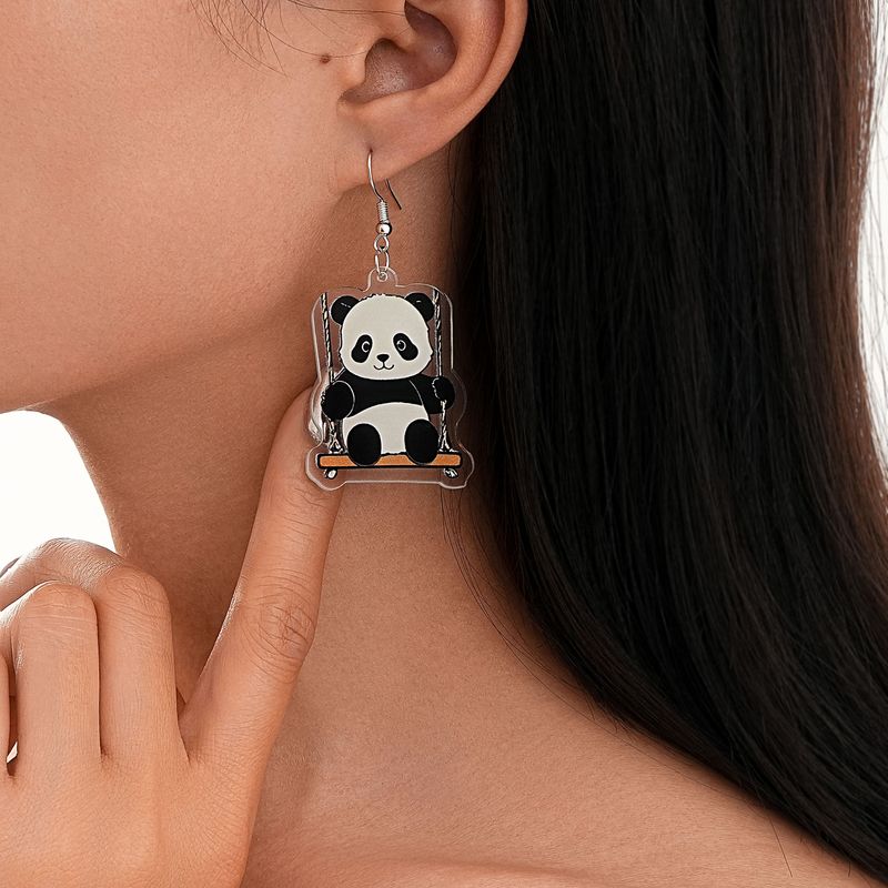 Nuovi orecchini a forma di panda in acrilico ecologico completamente gestiti, accessori per le orecchie_voghion.com