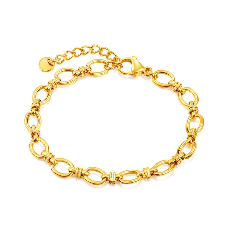 Women's Fashion Bracelet Female Stainless Simple Versatile Plain Chain Splicing Commuter Style Titanium Steel Hand_voghion.com