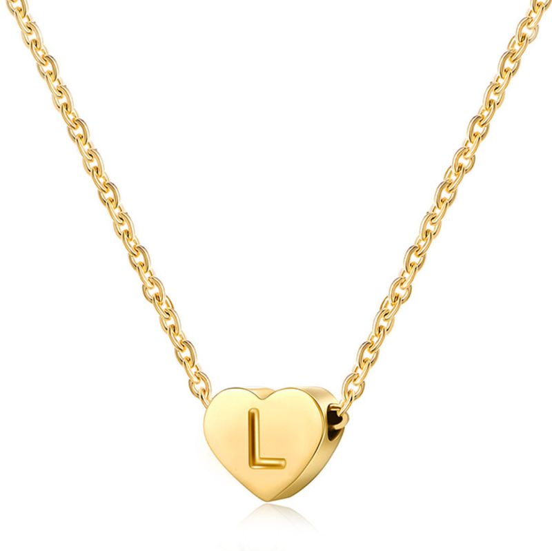 colar de aço titânio com 26 letras de amor em formato de coração_voghion.com