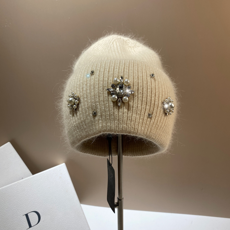 Neuer europäischer Stil Palast Feng Shui Diamant Kaninchenhaar Strickmütze für Wärmeerhaltung im Herbst und Winter,_voghion.com
