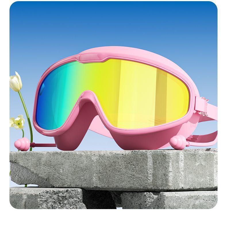 Gafas de natación RESHEIR de montura grande, impermeables, antivaho, HD, profesionales, para hombres y mujeres, con gorro de buceo_voghion.com