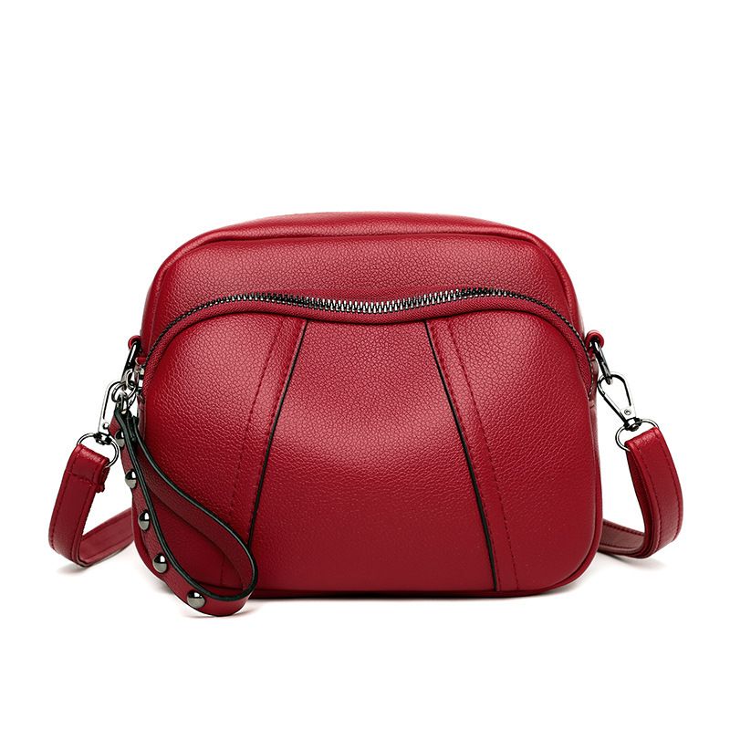 Borsa a tracolla in morbida pelle, semplice e quadrata, con cerniera, per telefono cellulare, da donna, dritta_voghion.com