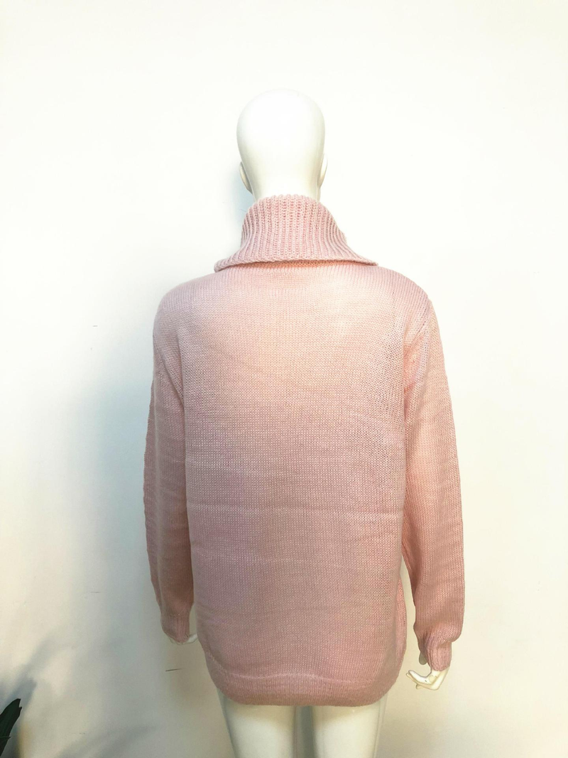 Maglione oversize da donna con collo alto - Pullover a maniche lunghe in morbido misto cotone, top tunica casual dalla vestibilità comoda (nero/verde/grigio/viola/rosso)_voghion.com