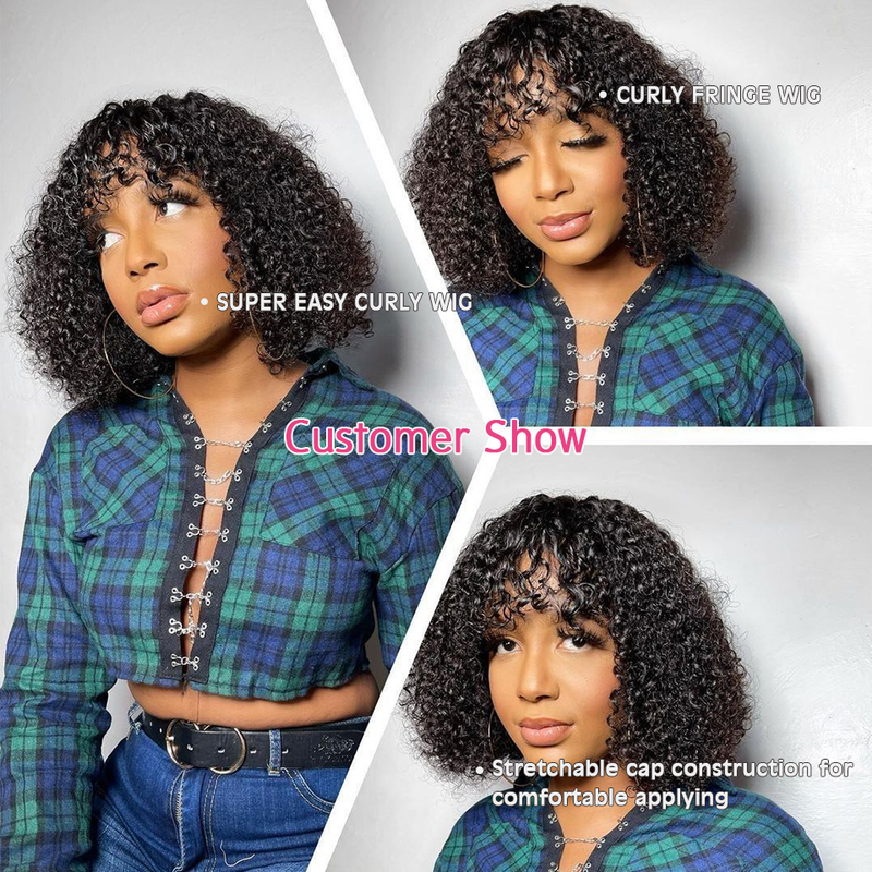 Īsas Bobs cirtaini cilvēka matu parūkas Remy Hair parūkas ar sprādzieniem, pilnas mašīnas izgatavotas 180% blīvuma parūkas sievietēm_voghion.com