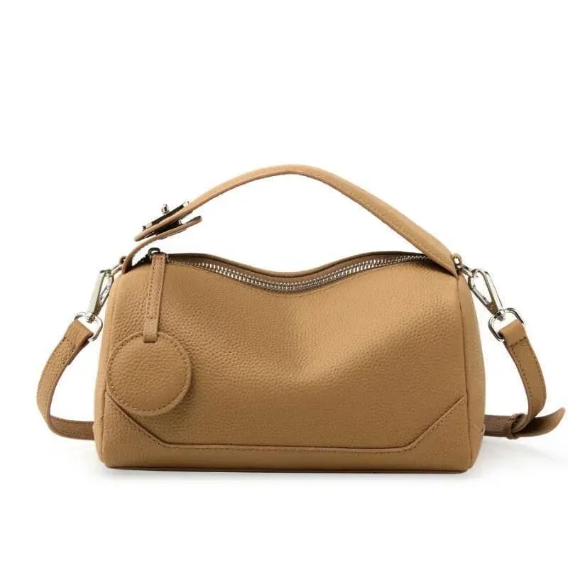Designer 2025 New Women's Genuine Leather Shoulder Vegetable Tanned Cowhide Handbag Boston Style Hand-Held Underarm For_voghion.com