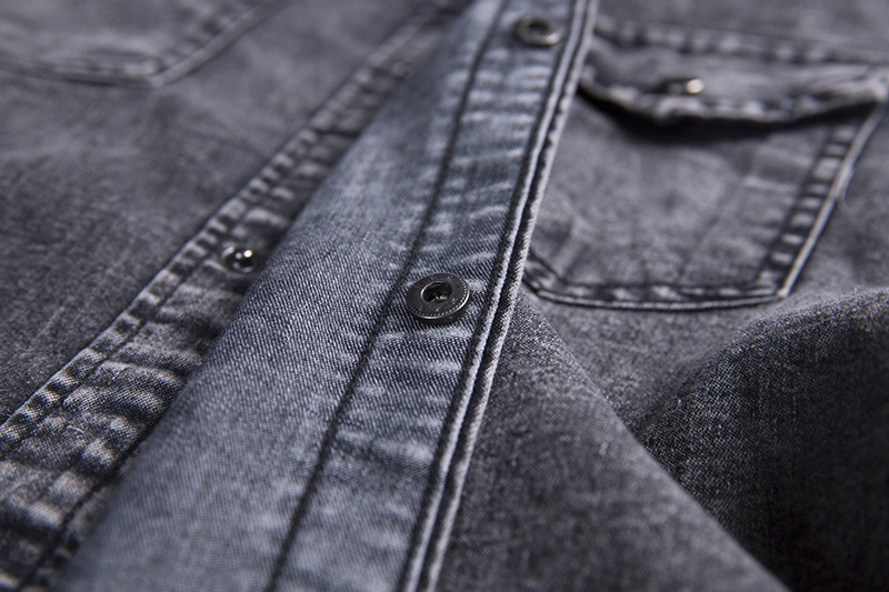 Man's clothing Men's denim short sleeve shirt Double pocket short sleeve shirt_voghion.com