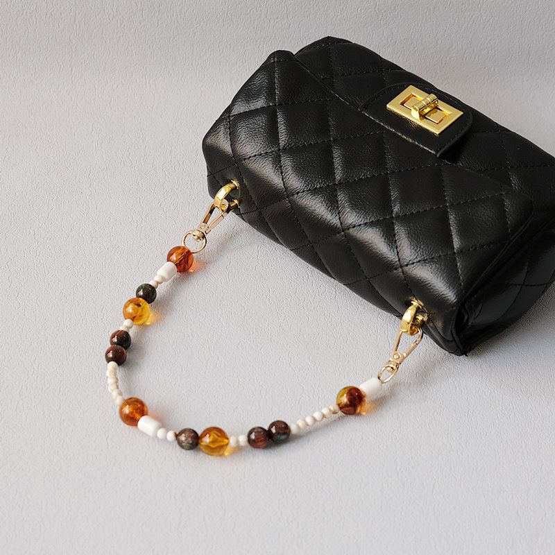 Gioielli con perline acriliche, bracciale con perline iridescenti, accessori, tracolla, tracolla per telefono, borsa in resina, catena_voghion.com