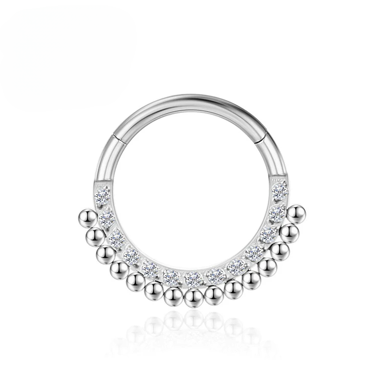 F136 Piercing al naso in titanio, elica, setto, orecchini da 16 G, segmento incernierato, clicker, zircone, labret, orecchio, trago, cartilagine, gioielli all'ingrosso_voghion.com