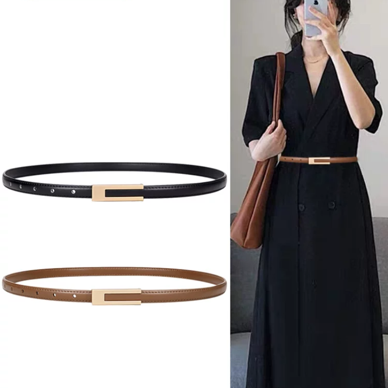 Abito decorato nero da donna, cappotto, gonna in vera pelle, moda, cintura versatile e semplice, pantaloni da abito_voghion.com