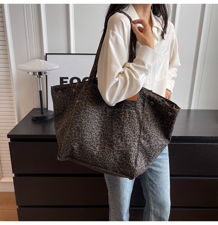 Borsa a tracolla da donna, grande capacità, borsa a tracolla alla moda leopardata, borsa tote da donna, borsa per la spesa, borsa da viaggio_voghion.com