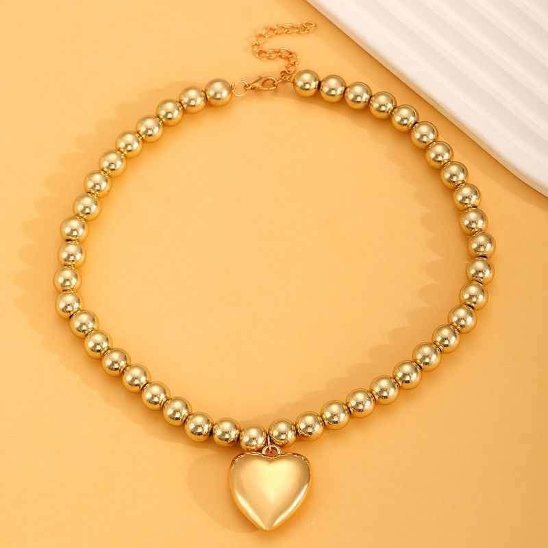 Collana con perline rotonde esagerate in stile punk europeo e americano, collana personalizzata a forma di amore rimovibile con nicchia temperamento_voghion.com