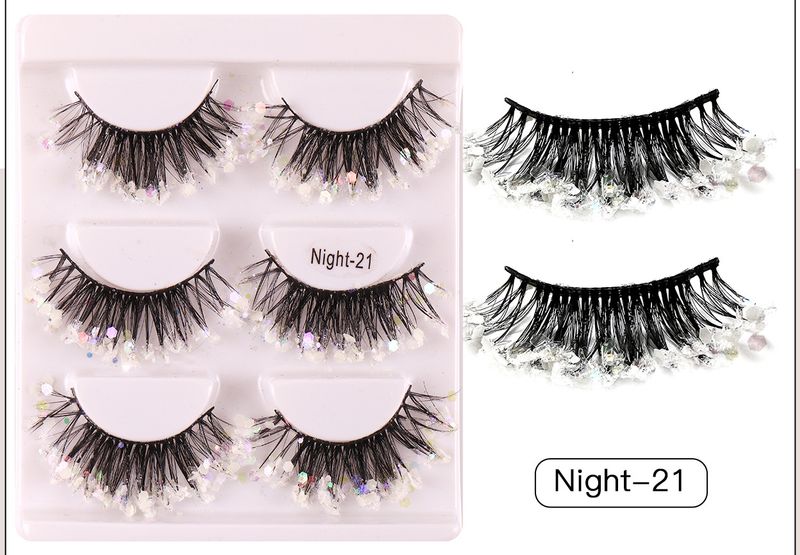 Falsche Wimpern Neue chemische Faser Pailletten falsche Wimpern leuchtende Bühnenperformance dicke gekräuselte Wimpern_voghion.com