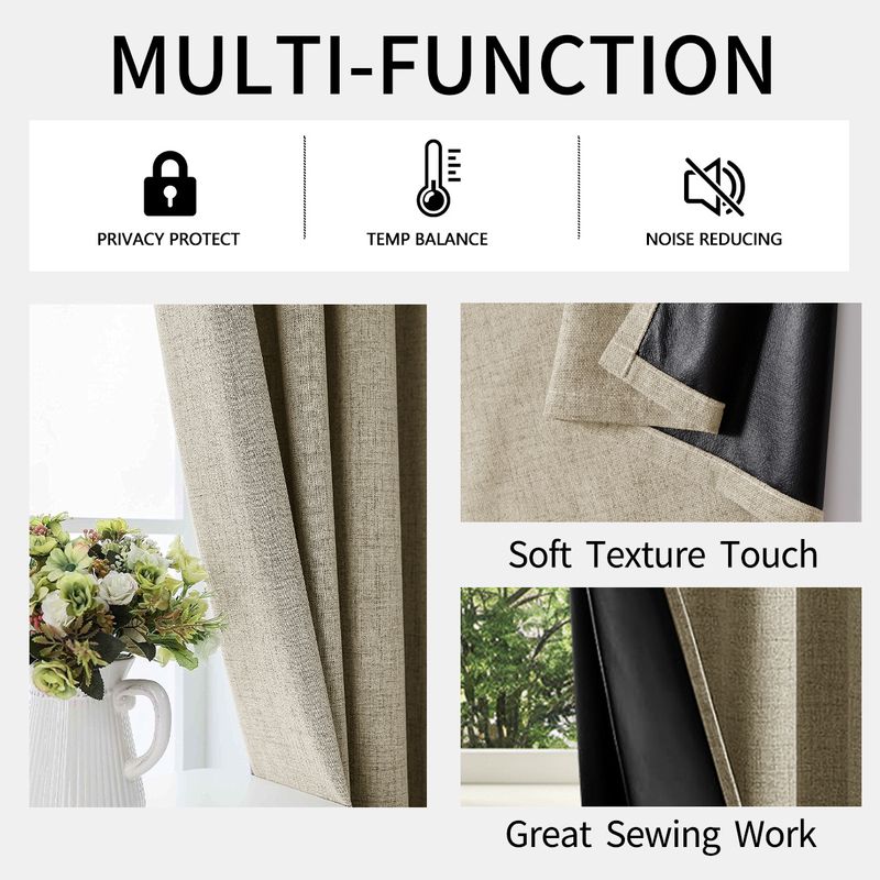 Cortinas blackout estilo linho arco-íris – Cortinas com isolamento térmico 100% bloqueador de luz e ilhós na parte superior para salas de estar modernas_voghion.com