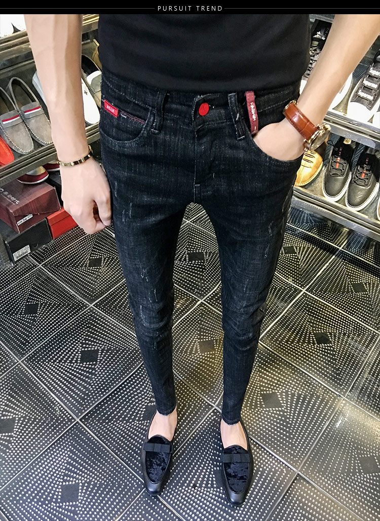 Trendige Herren-Herbst- und Winterjeans im koreanischen Stil mit schmaler Passform, Retro-Jeans mit blauen Whiskers und kleinen Füßen für Männer mit sozialem Geist und schnellen Händen_voghion.com