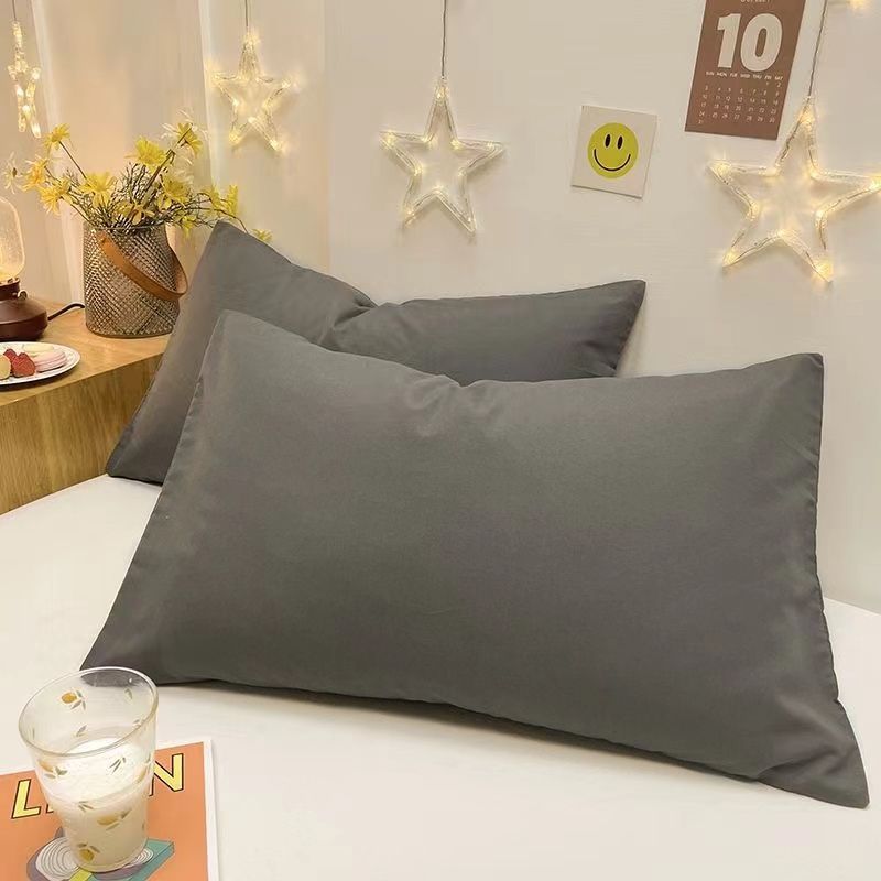 Solid Color Pillowcases Pair Washed Cotton Soft Core Thickened Pillowcase Single Dormitory Pillow Cover Minimalist Style_voghion.com