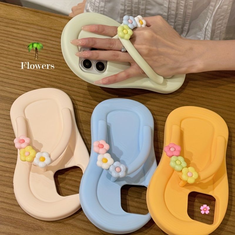 Novel Summer Flower Slipper Shape Mobile Phone Case for 12 13 14 15 promax_voghion.com