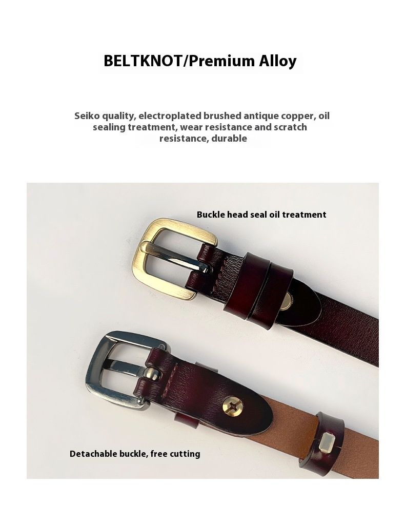 Dujuan Bird Retro Genuine Leather Versatile Cowhide Women's Japanese Square Buckle Belt_voghion.com