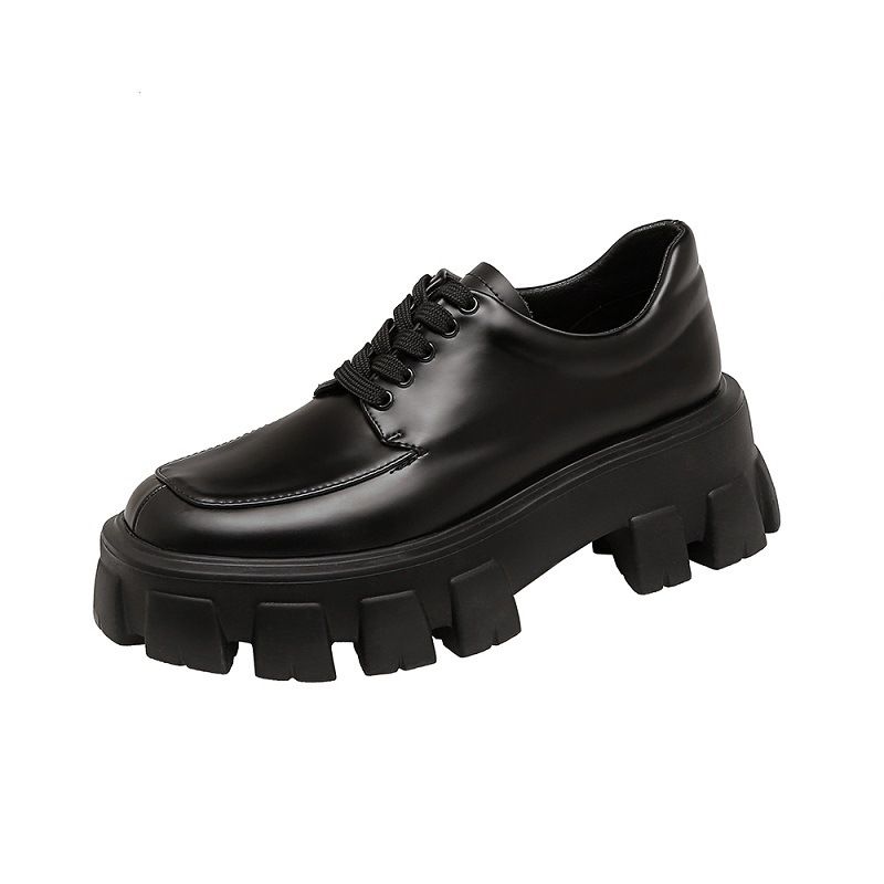 New Thick Platform Shoes Thick Soles And Fleece Small Leather Loafers_voghion.com