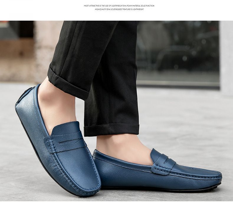 New Genuine Leather Bean for Men's Casual Driving with Soft Sole, Fashionable Fit, and Versatile Lazy Shoes in Large_voghion.com
