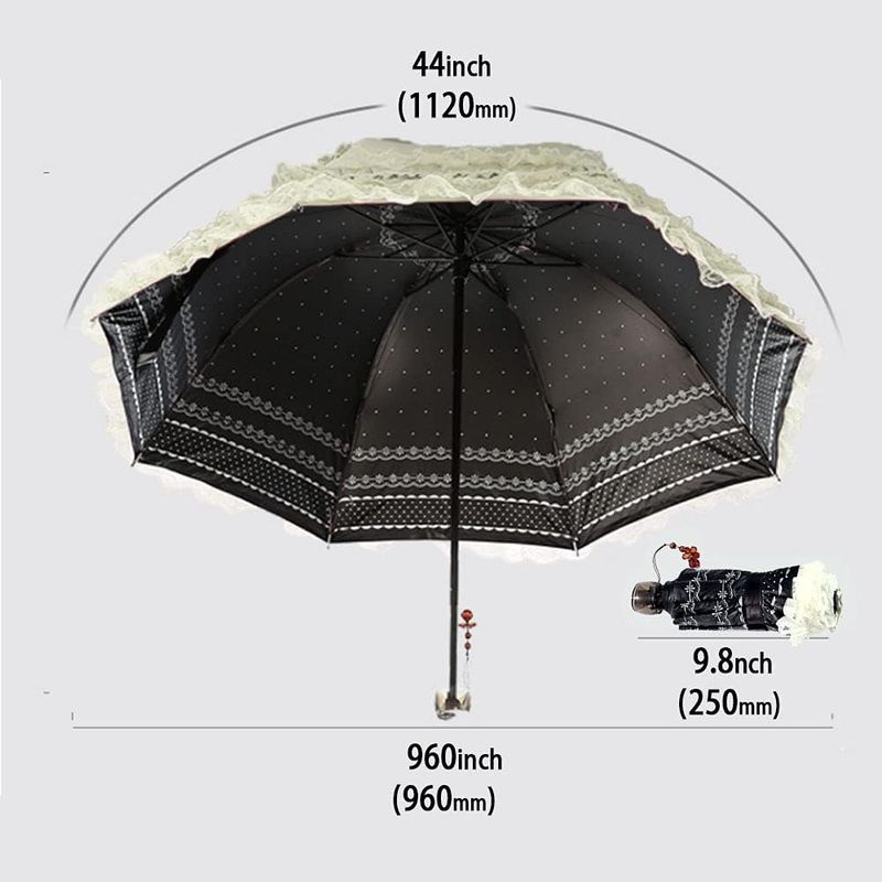 Lace UV Parasol - Windproof Folding|Sun/Rain Dual Protection_voghion.com
