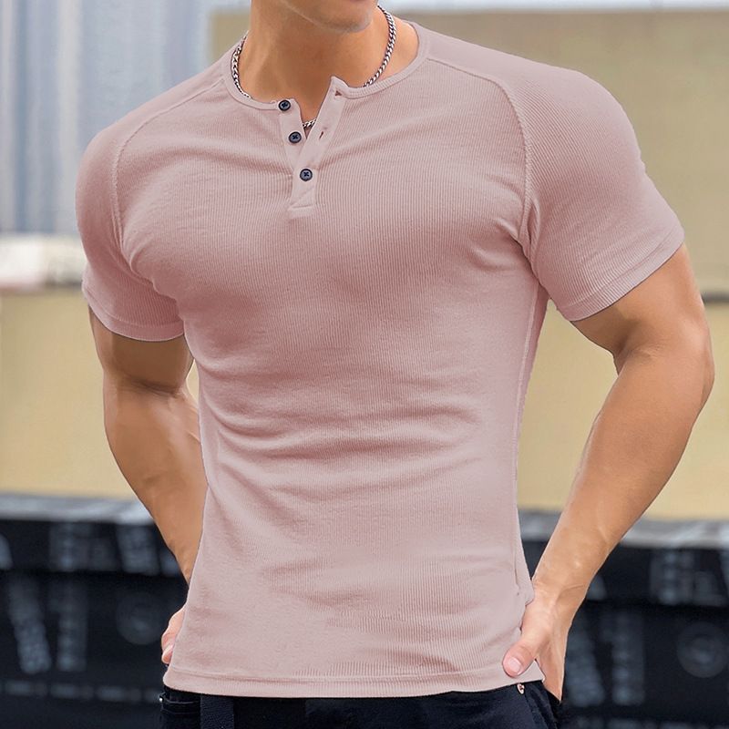 Muscle-Enhancing Ribbed Crew Neck Tee - 88% Cotton Compression Fit For Gym & Street (Unisex, Breathable, Stretch Fabric)_voghion.com