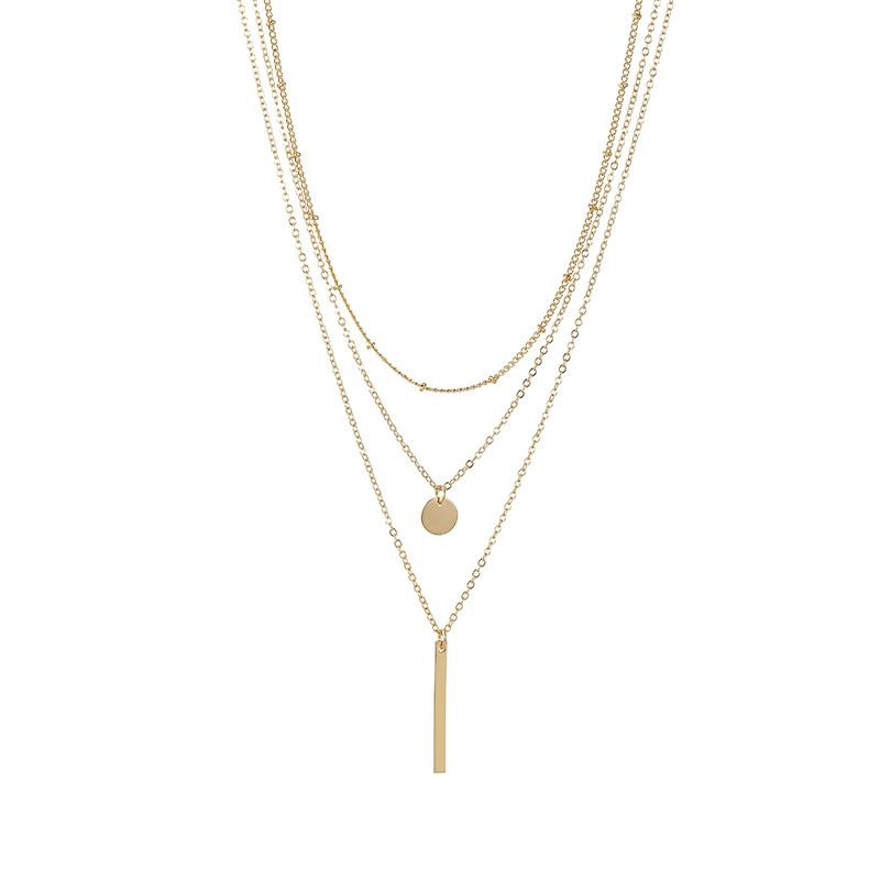 Ciondolo rettangolare rotondo in oro alla moda e personalizzato con set di 3 accessori per collana_voghion.com