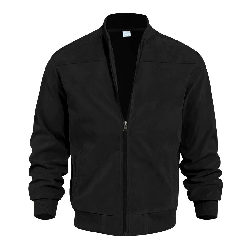 Autumn Suede Solid Color Men's Zipper Jacket Casual Retro Long Sleeved Cardigan Coat Men_voghion.com