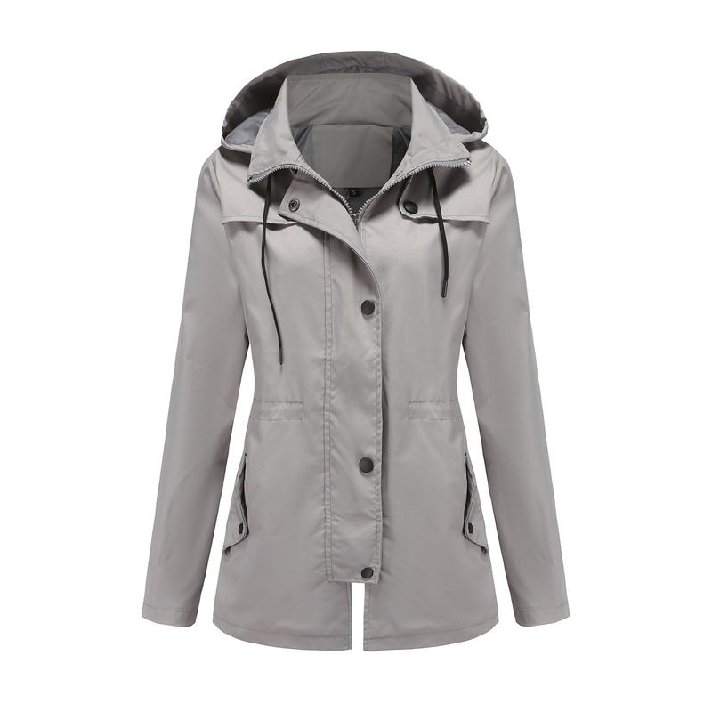 Women's Clothing New Windbreaker Female Ladies Mid-length Cardigan Hooded Jacket Outdoor Raincoat_voghion.com