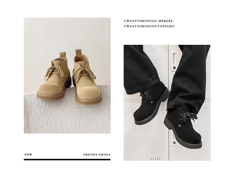Bottes Martin japonaises rétro en velours de vache pour hommes, chaussures derby à grosse tête, bottes d'outillage courtes_voghion.com