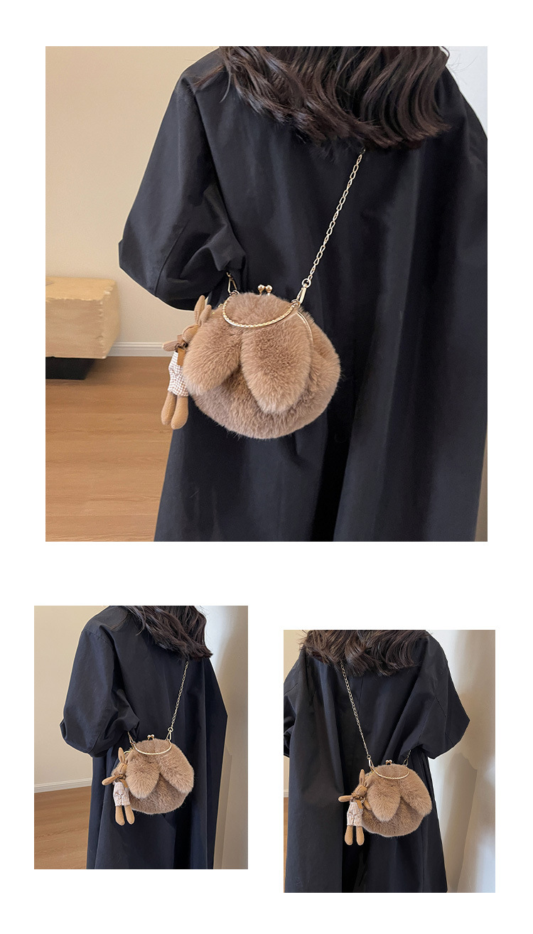 Borsa a tracolla in peluche di nuova tendenza moda autunno e inverno Borsa a tracolla in peluche per donna Instagram Borsa a catena con una spalla morbida e carina per donna_voghion.com