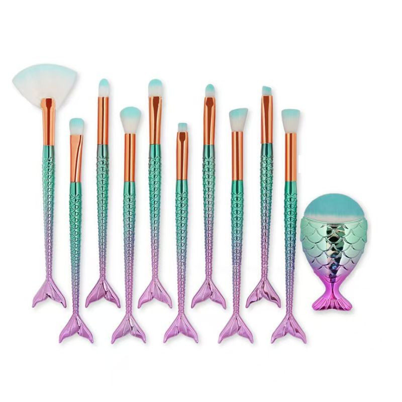 Makeup Brushes & Tools Electroplating 10pcs 11 Small Cosmetics Mermaid Makeup Brushes Beauty Tools Eye Set Eyeshadow Brush_voghion.com