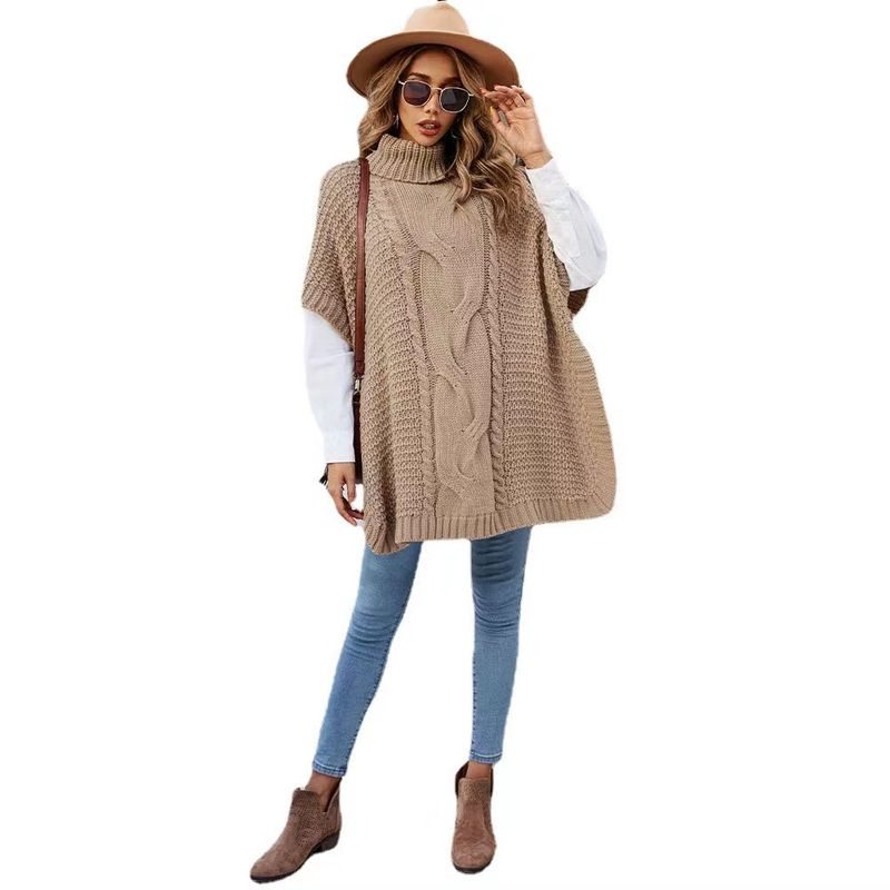 Pull ample en tricot à manches chauve-souris pour femme, automne/hiver_voghion.com