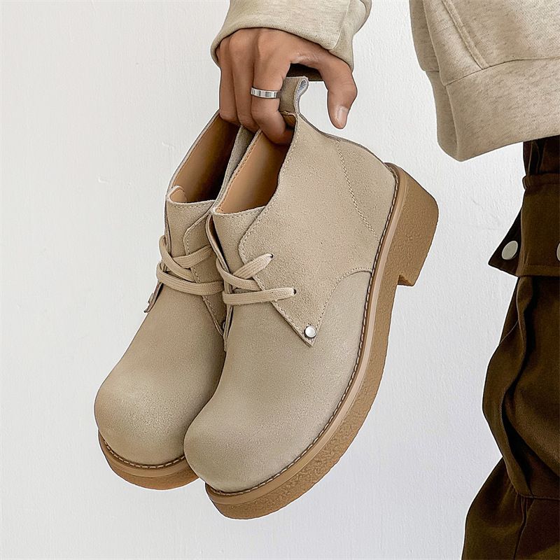 Bottes Martin japonaises rétro en velours de vache pour hommes, chaussures derby à grosse tête, bottes d'outillage courtes_voghion.com