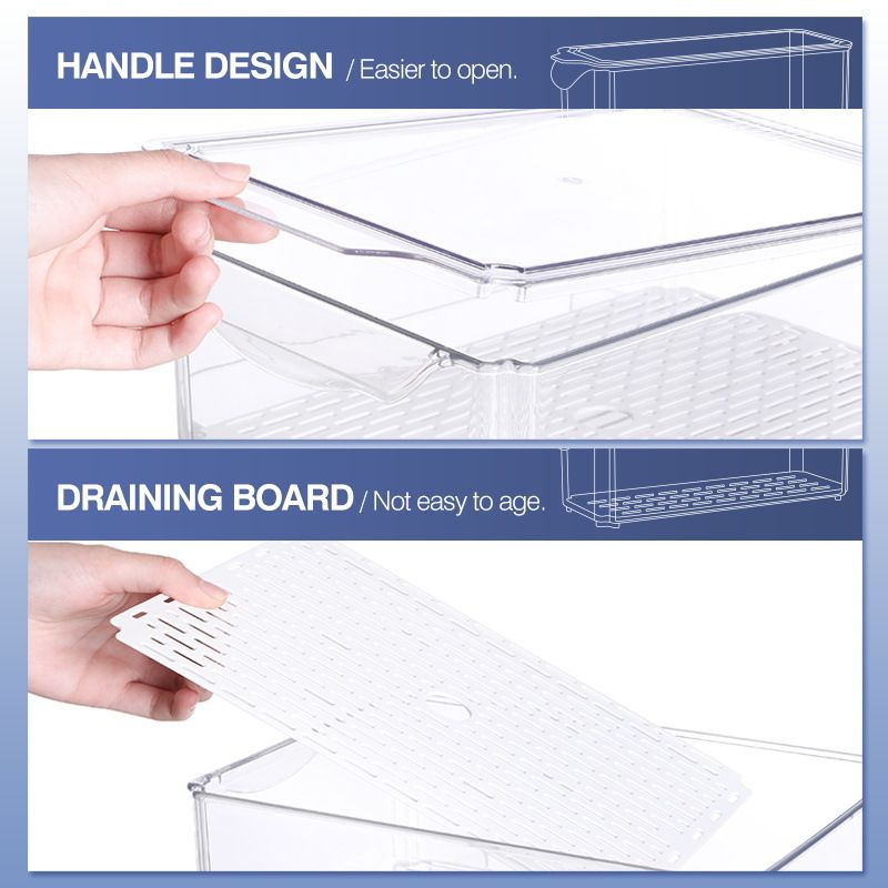Multi Purpose Long Refrigerator PET Fresh Fruit And Vegetable Storage Box Home Kitchen Refrigerated Fresh Keeping Box Plastic Box_voghion.com