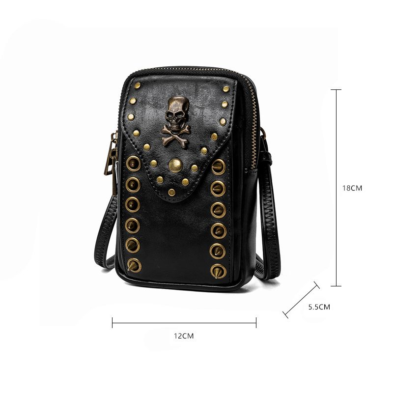 Chongsukei Nuova borsa da donna con tracolla e rivetto a forma di teschio, per telefono all'aperto, con design personalizzato e versatile_voghion.com