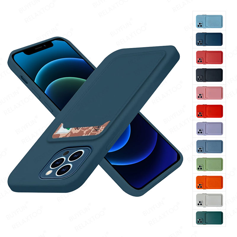 Luxus Card Holder Portemonnaie Case Fir iphone 12mini 12 pro max 11pro xr x xs max 8 7 plus se 2020 se2 12pro Liquid Silicone Cover_voghion.com