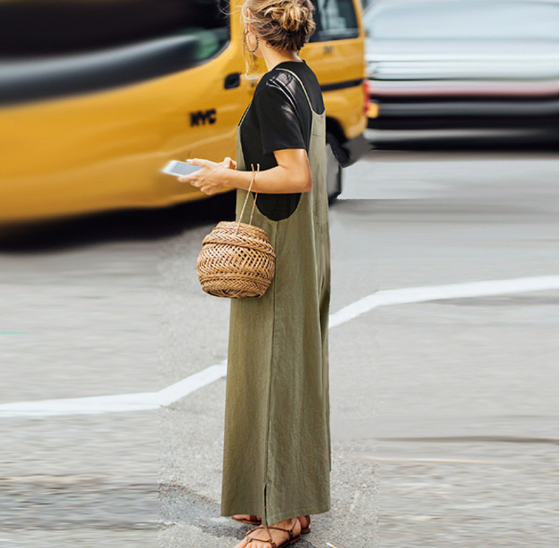 Women's clothing loose jumpsuit wide leg pants casual jumpsuit_voghion.com
