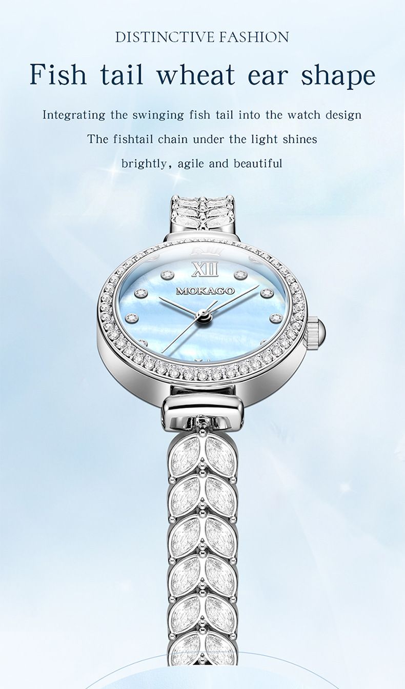 Orologio al quarzo minimalista ed elegante da donna: quadrante con cristalli, bracciale in lega, orologio da polso versatile con diamanti intarsiati._voghion.com