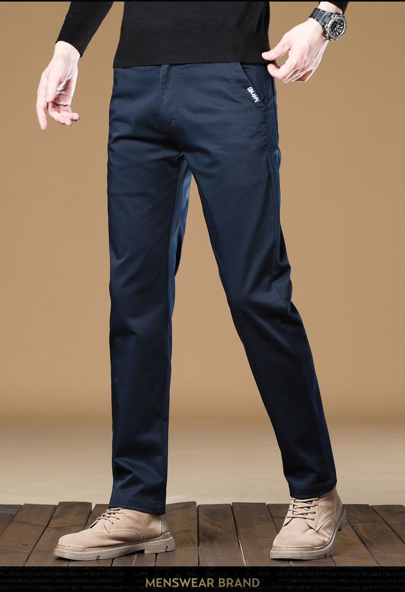 "Men's Stretch Casual Jogger Pants - Lightweight Cotton Blend, Elastic Waist, Straight Leg, Solid Color For Spring & Fall_voghion.com