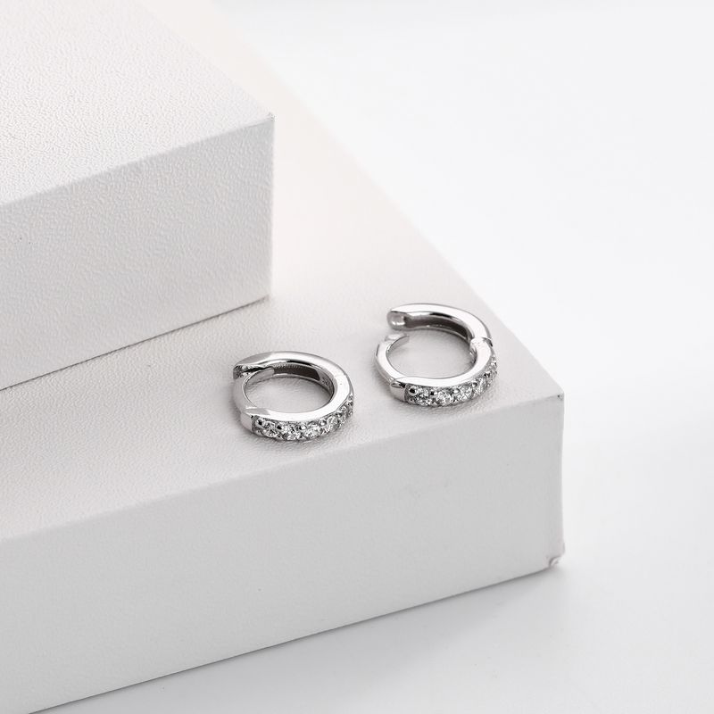 Damenschmuck, Sterlingsilber, mit Zirkonia besetzte Creolen – klassisches geometrisches Design, hypoallergen, Größen 5–9 mm, klassischer Ohrknochenverschluss_voghion.com
