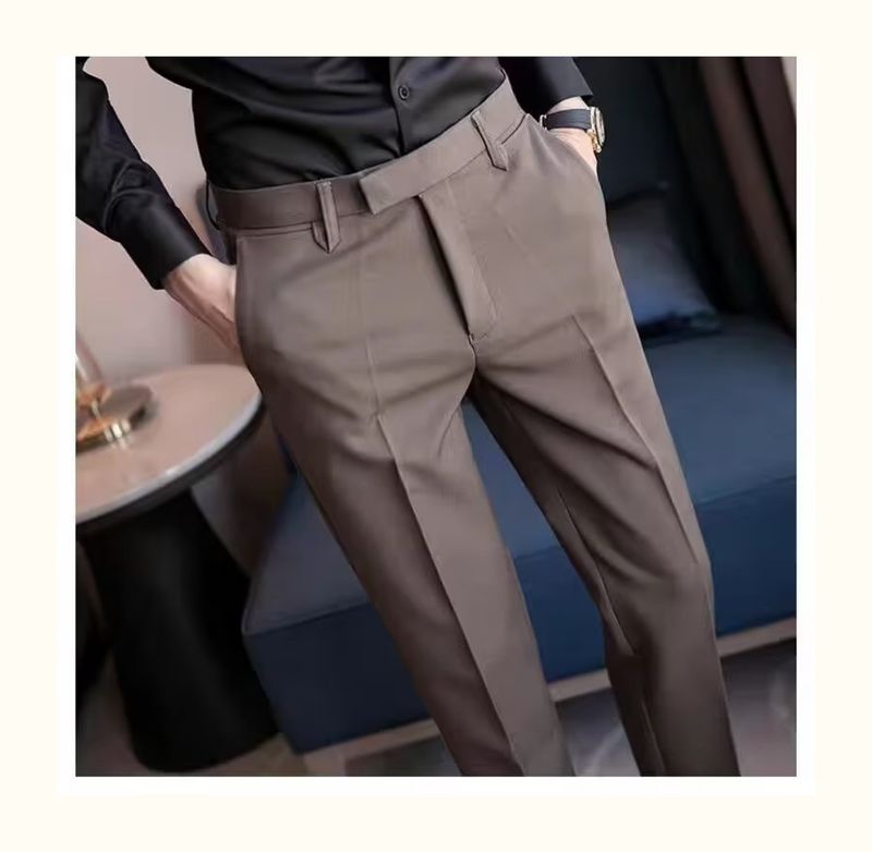 Men's Clothing Casual Suit Pants Business Drape Trousers Straight Nine Point Pants Naples Trousers Casual Pants_voghion.com
