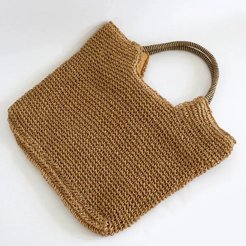 Borsa a tracolla in tessuto vintage fatto a mano da donna, in rafia e rattan, per la spesa, stile bohémien, per viaggi estivi e vacanze_voghion.com