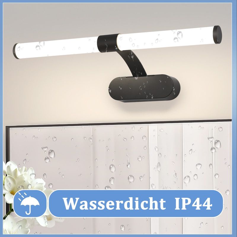 Glitzerlife LED Spiegelleuchte Bad 60CM - Weiß Spiegellampe 8W Wand Badlampe IP44 Wasserdicht Neutralweiß 4000K Moderne Wandleuchte Für Küche Keller Badschrank_voghion.com