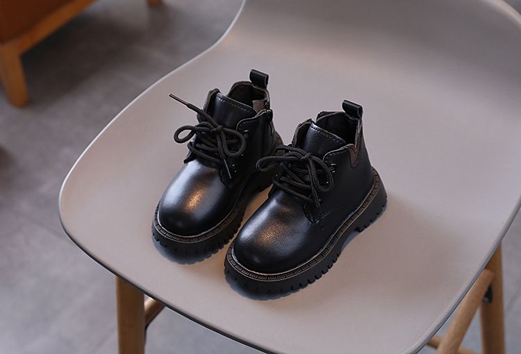 Children's Martin boots 2024 autumn and winter new item, simple boys' short boots, little British style girls' leather_voghion.com
