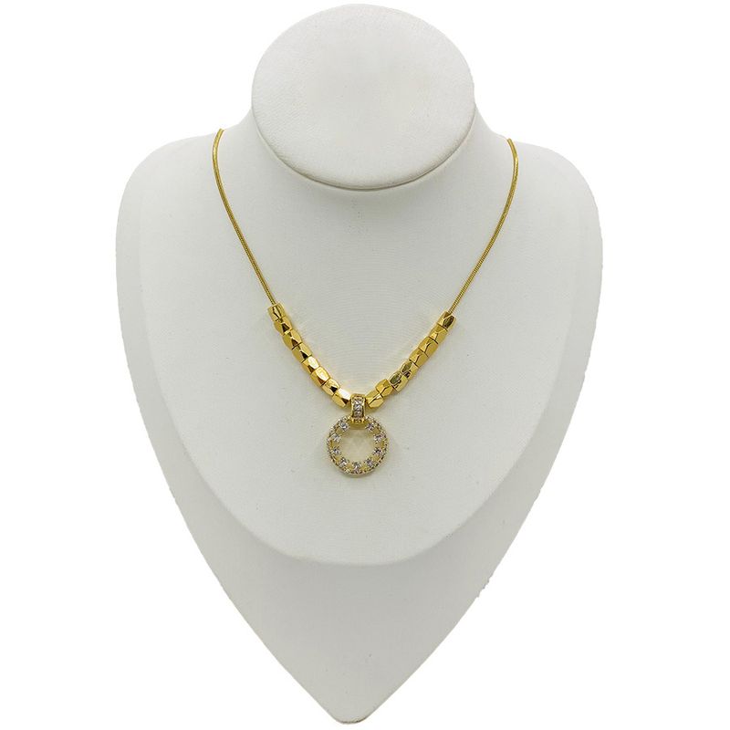 2020 Japanese And Korean New Micro Set Zircon Necklace With Collar Chain Goddess Summer Neckchain Circle Pendant_voghion.com