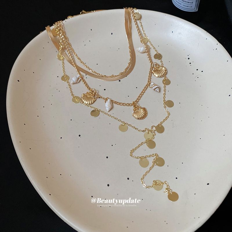 Collana di lusso leggera ed elegante con catena per clavicola, in conchiglia, con paillettes, di alta qualità e alla moda_voghion.com