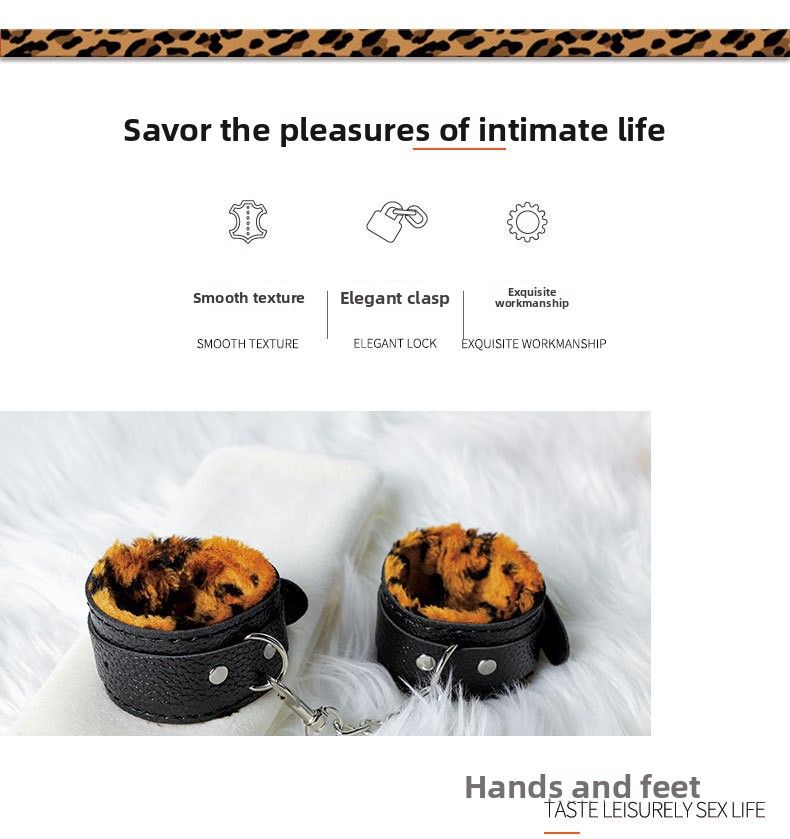 Fournitures sexuelles, accessoires SM imprimés léopard, ensemble de dix pièces de bondage, sangles de lit sexuel_voghion.com