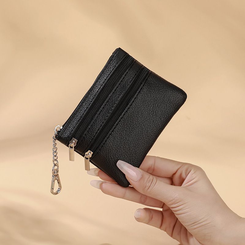 Nuovo stile 2024, portamonete multitasche con cerniera e motivo a litchi, borsa porta carte da donna appendibile_voghion.com